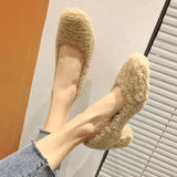 2023 Designer's New Winter High-heeled Shoes with Lambswool Curly Plush Banquet with One Pedal and Thick Bottom Shoes for Women LANFUBEISI