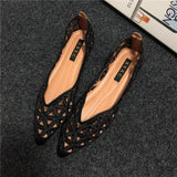 Flat Shoes Women 2023 Summer Pointy Joker Hollow Leisure Commuter Flat Spring Shoes Elegant Women's Shoes Breathable Hole Shoes LANFUBEISI