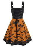 LANFUBEISI   Plus Size Halloween Dress Lace Up Bat Print Mini Cami Dress Sleeveless Women Sexy Party Dress High Waist Casual Vestidos LANFUBEISI