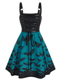 LANFUBEISI   Plus Size Halloween Dress Lace Up Bat Print Mini Cami Dress Sleeveless Women Sexy Party Dress High Waist Casual Vestidos
