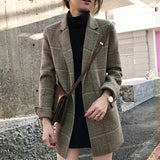 LANFUBEISI Women Check Blazers Fashion Single Breasted Coat Lady Vintage Long Sleeve Pockets Female Outerwear Chic Jackets Autumn LANFUBEISI