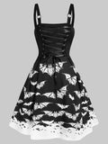 LANFUBEISI   Plus Size Halloween Dress Lace Up Bat Print Mini Cami Dress Sleeveless Women Sexy Party Dress High Waist Casual Vestidos LANFUBEISI