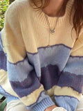 LANFUBEISI - Color Block Striped Sweater