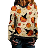LANFUBEISI Hoodies For Teengirls Casual Halloween Print Long Sleeve Round Neck Sweatshirt Loose Tops Women Sudaderas De Mujer талстовки LANFUBEISI