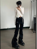 Techwear Mall Gothic Streetwear Zipper Pants Grunge Style Harajuku High Waist Flare Trousers Y2k Women Fashion Clothes LANFUBEISI