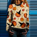 LANFUBEISI Hoodies For Teengirls Casual Halloween Print Long Sleeve Round Neck Sweatshirt Loose Tops Women Sudaderas De Mujer талстовки LANFUBEISI