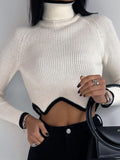 Turtleneck Crop Sweater Women Fashion Christmas Sweaters 2022 Winter Solid Knitted Long Sleeve Slim Pullovers Jumpers Knitwears LANFUBEISI