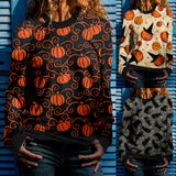 LANFUBEISI Hoodies For Teengirls Casual Halloween Print Long Sleeve Round Neck Sweatshirt Loose Tops Women Sudaderas De Mujer талстовки