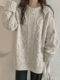 LANFUBEISI - Cable Knit Jumper Sweater LANFUBEISI