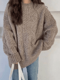 LANFUBEISI - Cable Knit Jumper Sweater LANFUBEISI