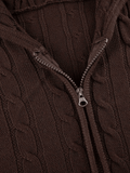 LANFUBEISI - Hooded Cable Knit Cardigan LANFUBEISI