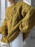 LANFUBEISI - Oversized Cable Knit Sweater LANFUBEISI