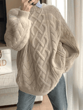 LANFUBEISI - Oversized Cable Knit Sweater