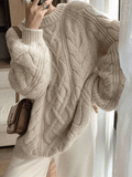 LANFUBEISI - Oversized Cable Knit Sweater LANFUBEISI