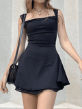 LANFUBEISI - Reversible Sleeveless Black Mini Dress