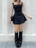 LANFUBEISI - Reversible Sleeveless Black Mini Dress LANFUBEISI