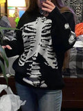 LANFUBEISI - Skeleton Jacquard Black Pullover Sweater LANFUBEISI