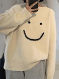 LANFUBEISI - Smiley Face Oversized Sweater LANFUBEISI