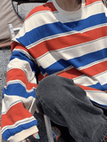 LANFUBEISI - Vintage Striped Pullover Sweatshirt LANFUBEISI