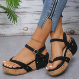 LANFUBEISI Clip Toe Wedges Rome Sandals Women Summer Ankle Buckle Platform Sandalias Mujer Pu Leather Chunky Platform Gladiator Shoes