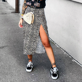 Nukty Midi Skirt Women Leopard Spring Lace Up Slit Bodycon High Waist Drawstring Printed Sexy Skirt Casual Office 2021 Female Skirt Lanfubeisi