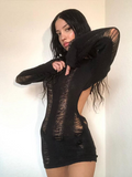 Summer Sexy Hollow Out Bodycon Mini Dresses Club Outfit For Women 2023 Long Sleeve Backless Party Short Dress Female LANFUBEISI