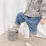LANFUBEISI Children jeans  Korean style New Spring boys fashion straight denim pants baby girls loose solid color all-match jeans 1-6Y LANFUBEISI