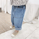 LANFUBEISI Children jeans  Korean style New Spring boys fashion straight denim pants baby girls loose solid color all-match jeans 1-6Y LANFUBEISI