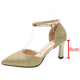 LANFUBEISI New Bling High Heels Pumps Women Fashion Gold Silver Wedding Party Shoes Woman Summer Pionted Toe Thin Heels Pumps LANFUBEISI