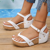 LANFUBEISI Clip Toe Wedges Rome Sandals Women Summer Ankle Buckle Platform Sandalias Mujer Pu Leather Chunky Platform Gladiator Shoes LANFUBEISI