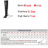 LANFUBEISI Spring Autumn Sexy Zip Metal Thin Heels Open Toe Leather Thigh High Over The Knee Boots Ladies Party Club Stripper Shoes Women LANFUBEISI