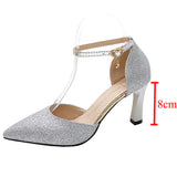 LANFUBEISI New Bling High Heels Pumps Women Fashion Gold Silver Wedding Party Shoes Woman Summer Pionted Toe Thin Heels Pumps LANFUBEISI