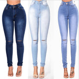 nba outfit for women EBay Women's Slimming High Elastic Ripped Jeans Pencil Pants