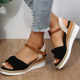 LANFUBEISI Summer Mix Color Platform Sandals Women Comfort Med Heels Espadrille Shoes Woman Ankle Buckle Wedges Sandalias De Mujer LANFUBEISI