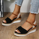 LANFUBEISI Summer Mix Color Platform Sandals Women Comfort Med Heels Espadrille Shoes Woman Ankle Buckle Wedges Sandalias De Mujer LANFUBEISI