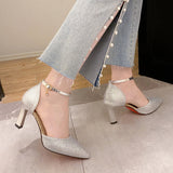 LANFUBEISI New Bling High Heels Pumps Women Fashion Gold Silver Wedding Party Shoes Woman Summer Pionted Toe Thin Heels Pumps LANFUBEISI