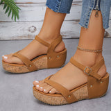 LANFUBEISI Clip Toe Wedges Rome Sandals Women Summer Ankle Buckle Platform Sandalias Mujer Pu Leather Chunky Platform Gladiator Shoes LANFUBEISI