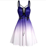 LANFUBEISI  Plus Size 3xl Casual Dress Plaid Print Lace-Up Front Buckle Strap Dress Women Sleeveless A Line Mini Dress Vestidos Femme LANFUBEISI
