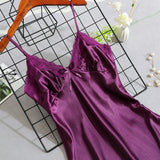 Women's Satin Nightgown Night Dress Women Sexy Sleepwear Lace Summer Nightdress Homewear Nightwear Silk Sleeveless Dresses LANFUBEISI