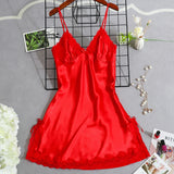 Women's Satin Nightgown Night Dress Women Sexy Sleepwear Lace Summer Nightdress Homewear Nightwear Silk Sleeveless Dresses LANFUBEISI