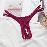 Butterfly with Pearls Tangas Women Sexy G String Sexy Underwear Thongs Ladies Lace Lingerie Sexy Transparent Panties LANFUBEISI