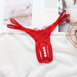 Butterfly with Pearls Tangas Women Sexy G String Sexy Underwear Thongs Ladies Lace Lingerie Sexy Transparent Panties LANFUBEISI