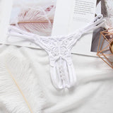 Butterfly with Pearls Tangas Women Sexy G String Sexy Underwear Thongs Ladies Lace Lingerie Sexy Transparent Panties LANFUBEISI