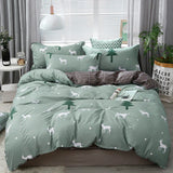 LANFUBEISI Fashion Bedding Set White Green Double Bed Linens Nordic Duvet Cover Pillowcase Queen Size Flat Sheet Classic Grid Kids Winter LANFUBEISI