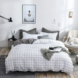 LANFUBEISI Fashion Bedding Set White Green Double Bed Linens Nordic Duvet Cover Pillowcase Queen Size Flat Sheet Classic Grid Kids Winter LANFUBEISI