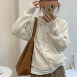 datenight fall outfits Thickened Twist Cardigan Early Autumn Korean Style Soft Milk Style Loose Sweater Coat Fashionable Knitted