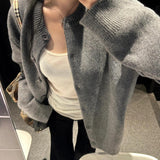 trending fall outfits Gray Lazy Sweater Coat Autumn and Winter Women's Early Autumn Chic Top Korean Style Sweater