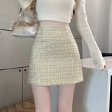 fall outfits Skirt Skirt Shiny Skirt Woolen Sequined Skirt Tweed Hip Skirt