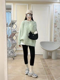 frat outfits Women's Thick Sweater Autumn and Winter New Korean Style Mid-Length Sweater Loose Lazy Style Soft Glutinous Long Sleeve Top