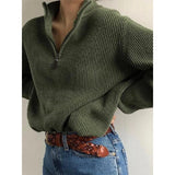 discover style ideas Autumn and Winter Women's Clothing Popular Zipper Stand Collar Long Sleeve Loose Sweater for Women